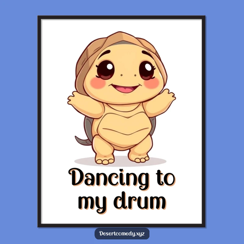 Funny Desert Tortoise Dancing Digital Art: Hilarious Instant Print!