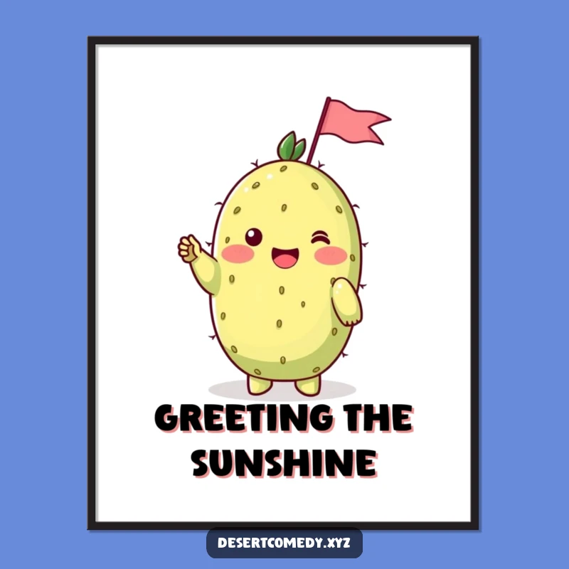 Funny Prickly Pear Flag Digital Art: Hilarious Desert Instant Print!