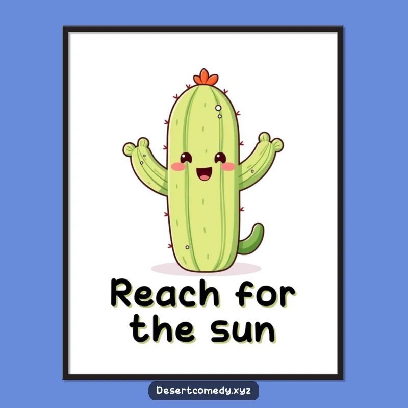 Funny Waving Saguaro Cactus Digital Art, Instant Desert Cheer Download, Perfect Gift