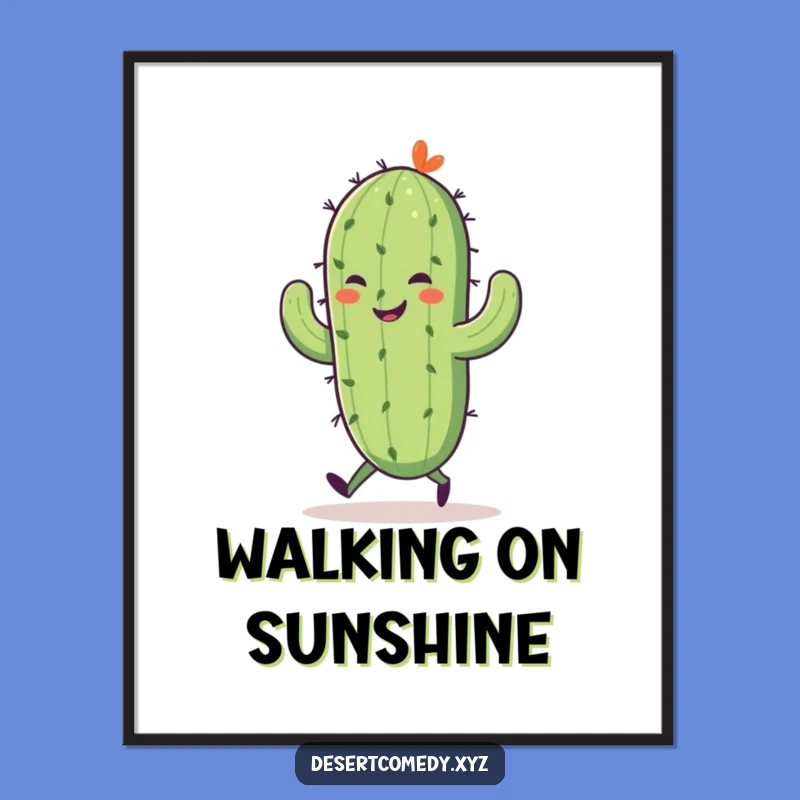 Funny Saguaro Cactus Skipping Digital Art: Hilarious Desert Instant Print!