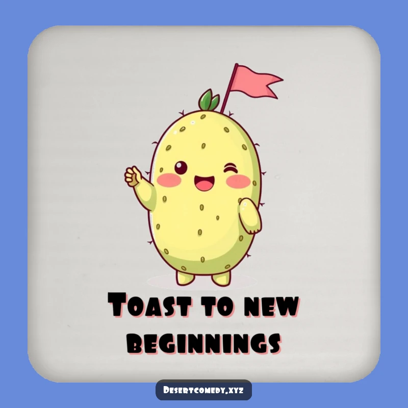 Funny Prickly Pear Flag Coaster Set: Hilarious Desert Protection!