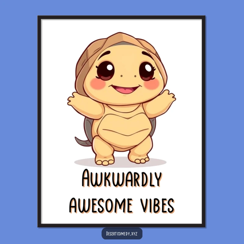 Funny Desert Tortoise Dancing Poster Print: Hilarious Desert Wall Art!