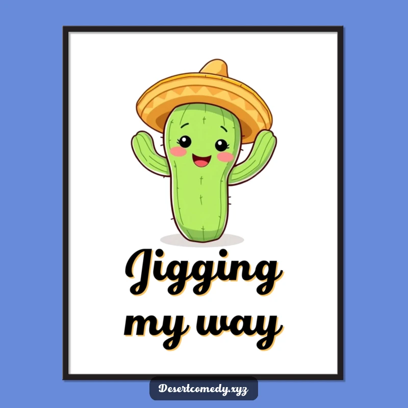 Funny Cactus Fiesta Poster: Vibrant Art for a Lively Space!