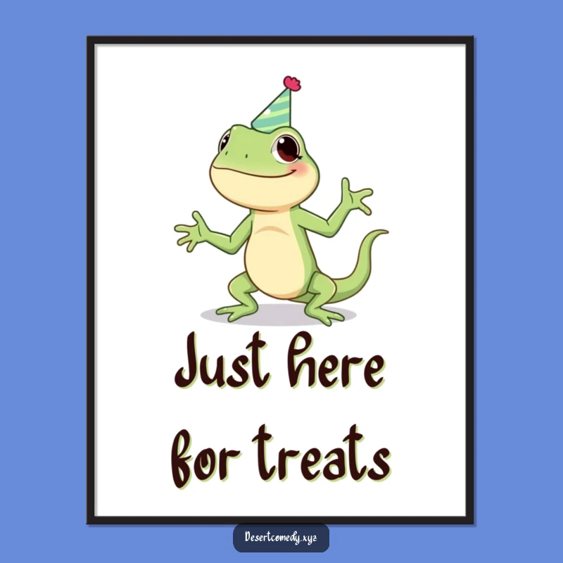 Funny Giggling Lizard Poster - Hilarious Party Reptile Art Print Wall Decor Gift
