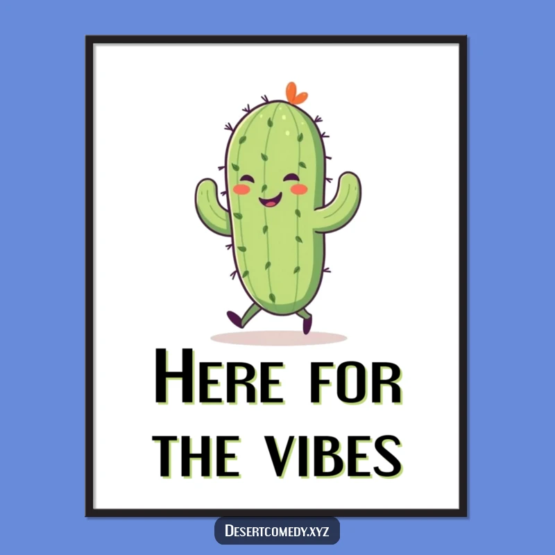 Funny Saguaro Cactus Skipping Poster Print: Hilarious Desert Wall Art!