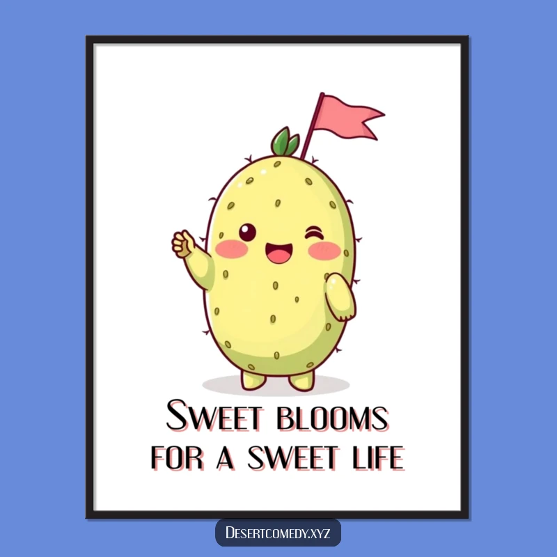 Free Printable Prickly Pear Wall Art: Shy Cactus Downloadable Decor