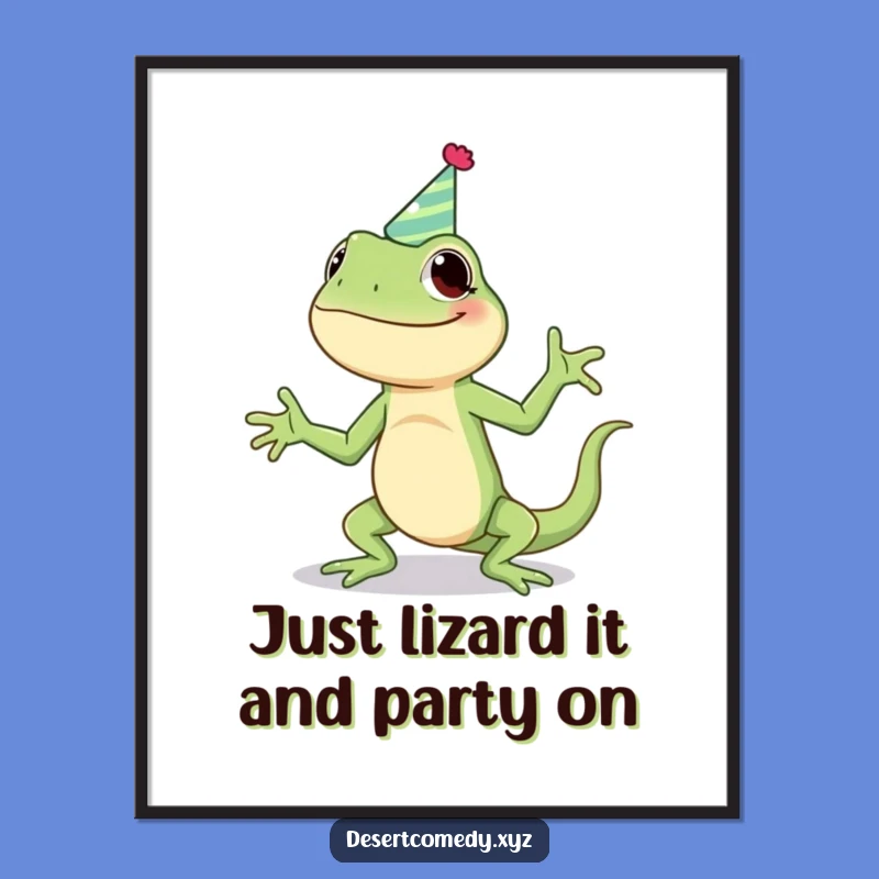 Funny Free Printable Wall Art: Giggling Lizard Jigging - Quirky Downloadable Home Decor