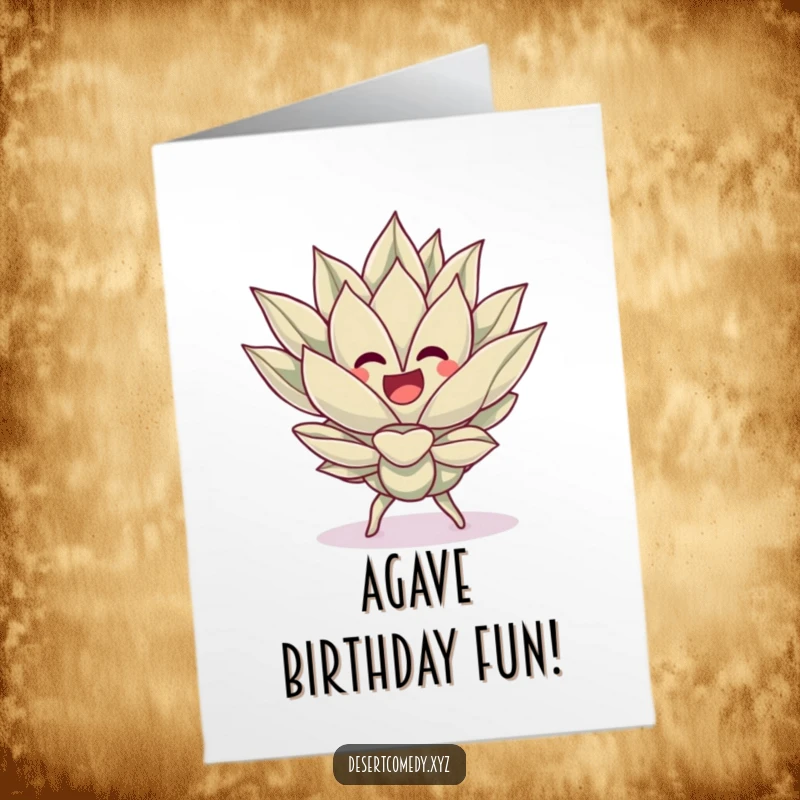 Funny Free Printable Birthday Card: A cheerful agave plant doing a silly little dance.
