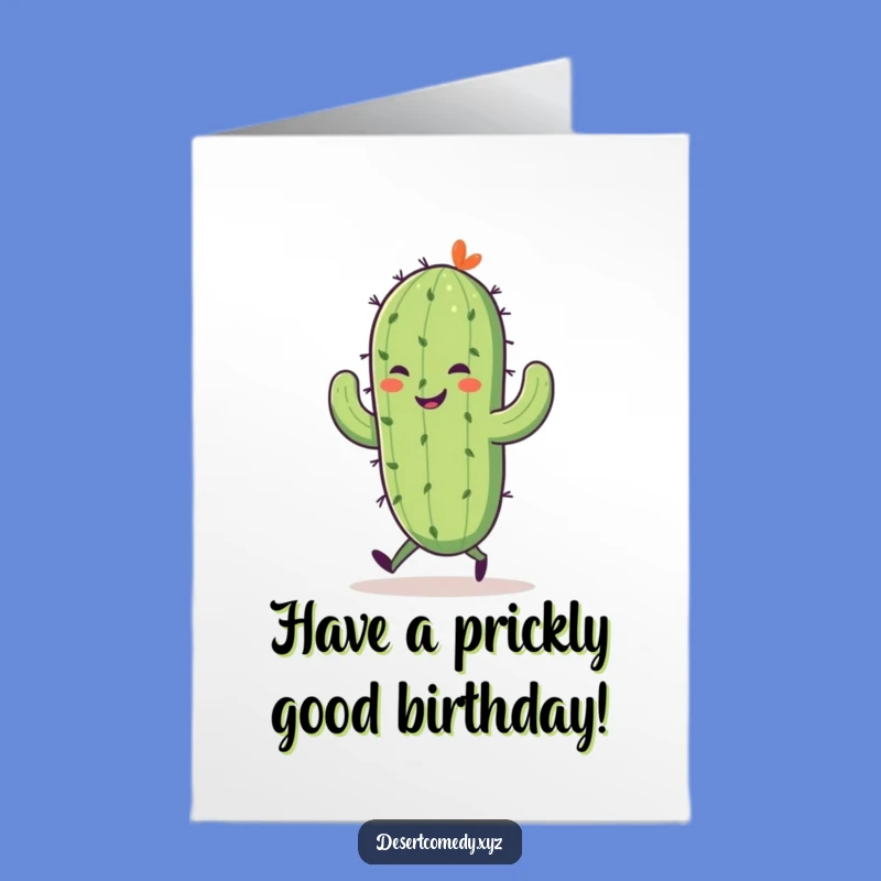 Free Printable Saguaro Cactus Birthday Card: Funny Walking Cactus Downloadable Gift