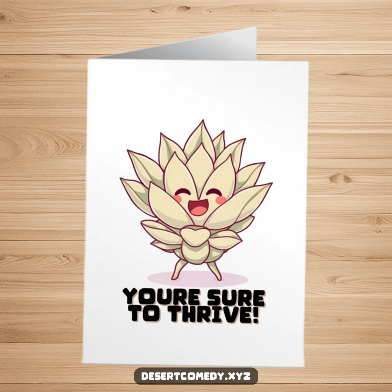 Funny Free Printable Congrats Card: A cheerful agave plant busting a silly little move.