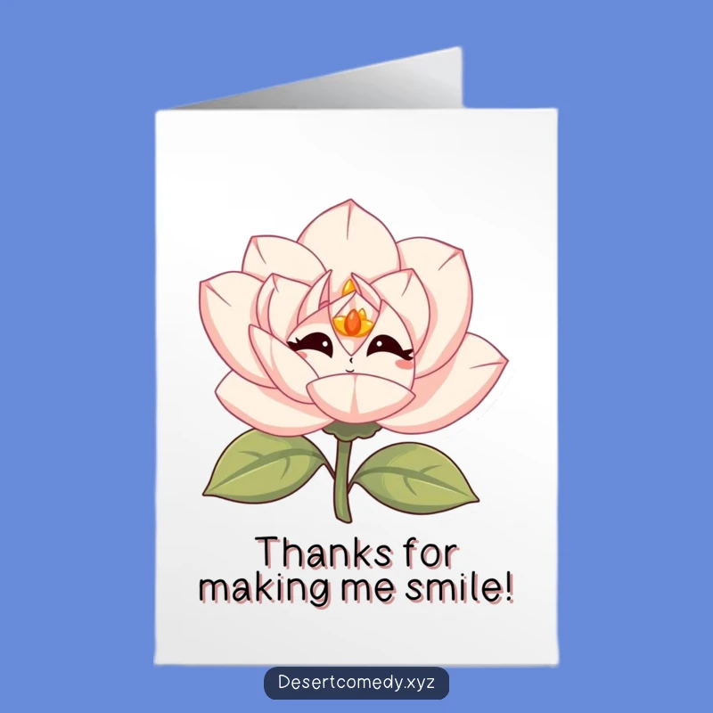 Free Printable Thank You Card: Giggling Bloom Expressing Thanks, a Vibrant Downloadable Gift