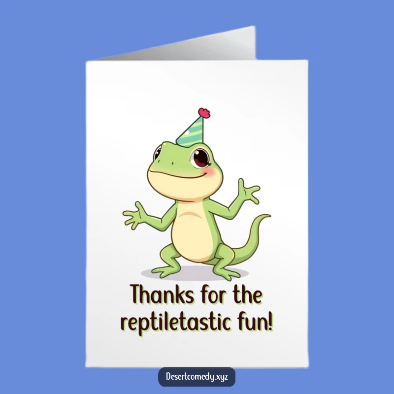 Free Printable Thank You Card: Giggling Lizard Jigging - Funny Downloadable Gratitude